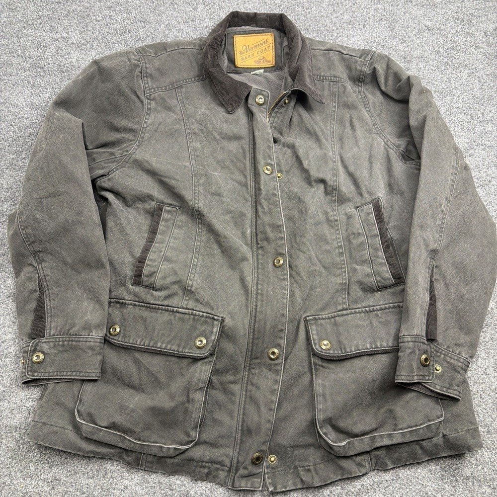 Vermont Barn Coat Jacket Womens XL CharcoalBlack Fleece Lined Field Chore Jacket